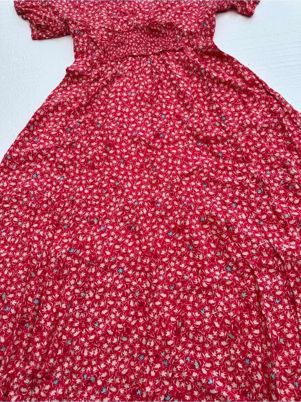 Free people Full Bloom Midi Dress in red floral print sz L